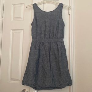 Gap Size Small Blue denim dress with tie back and elastic waist.